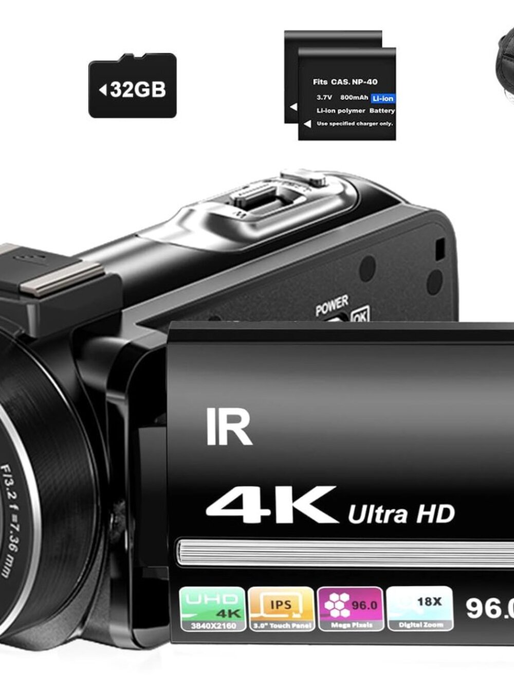 NEW 4K Video Camera Camcorder 96MP UHD Vlogging for YouTube 18X Digital Zoom 3.0